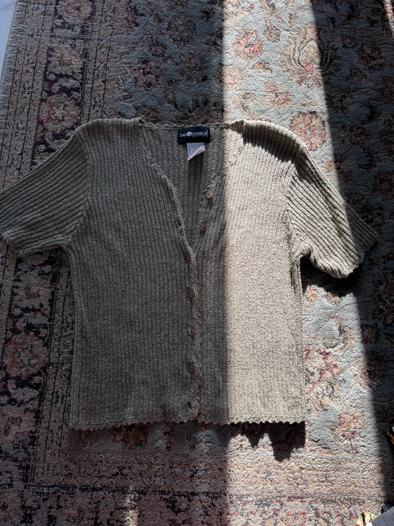 Vintage Sag Harbor Silk Knit Babydoll Cardigan With Black Label